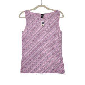 NWT Vintage y2k Gap High Neck Tank Top Shirt Stripe All Over Pastel Going Out